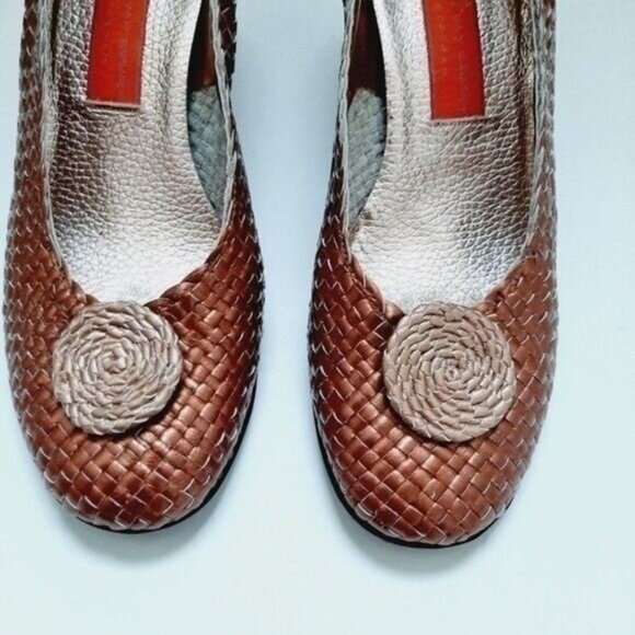 HESTER VAN EEGHEN Metallic Pink Woven Leather Heels Sz 8.5 - Picture 5 of 12